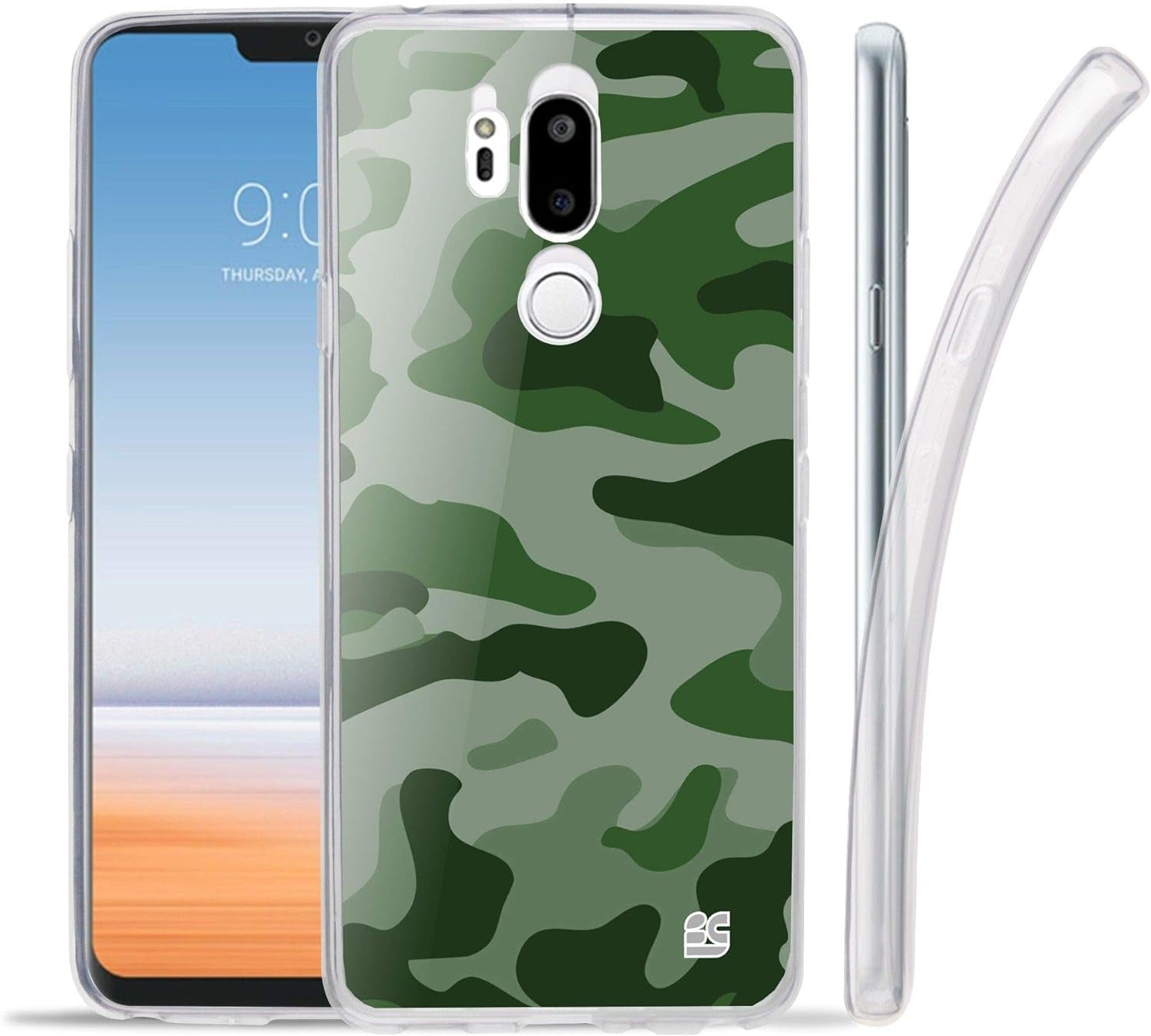 Goldenbeetle GB Flexible TPU Ultra Lightweight Cover [Scratch-Proof] Gel Skin Case Compatible with LG G7 Thinq / G7+ G710 (White Rosy Heart)  GoldenBeetle Green Camo  