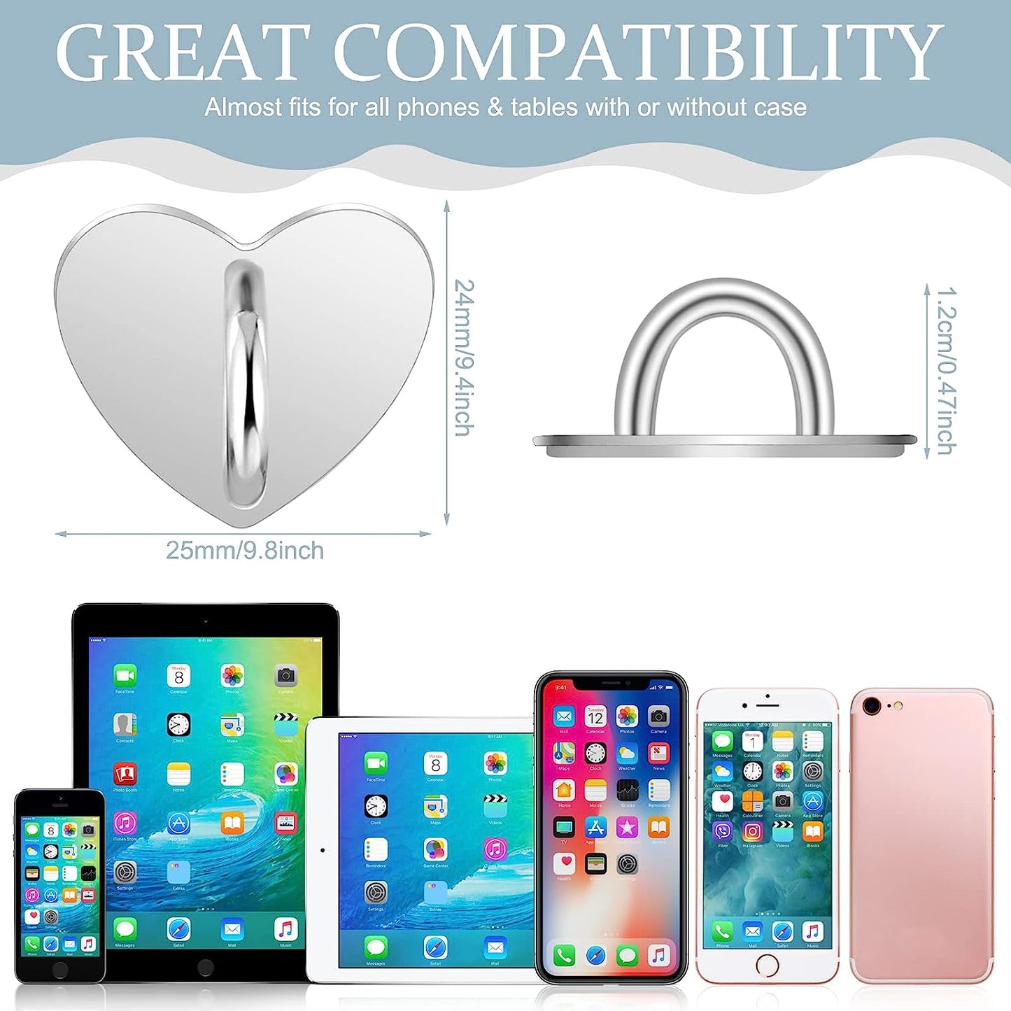 12 Pcs Cell Phone Charm Hook Finger Rings Adhesive Phone Finger Grip Loop Stand Metal Phone Charm Rings Sticky Heart Ring Phone Holder Heart Phone Ring for Cell Phone Tablet DIY Accessories, 3 Colors  Konohan   