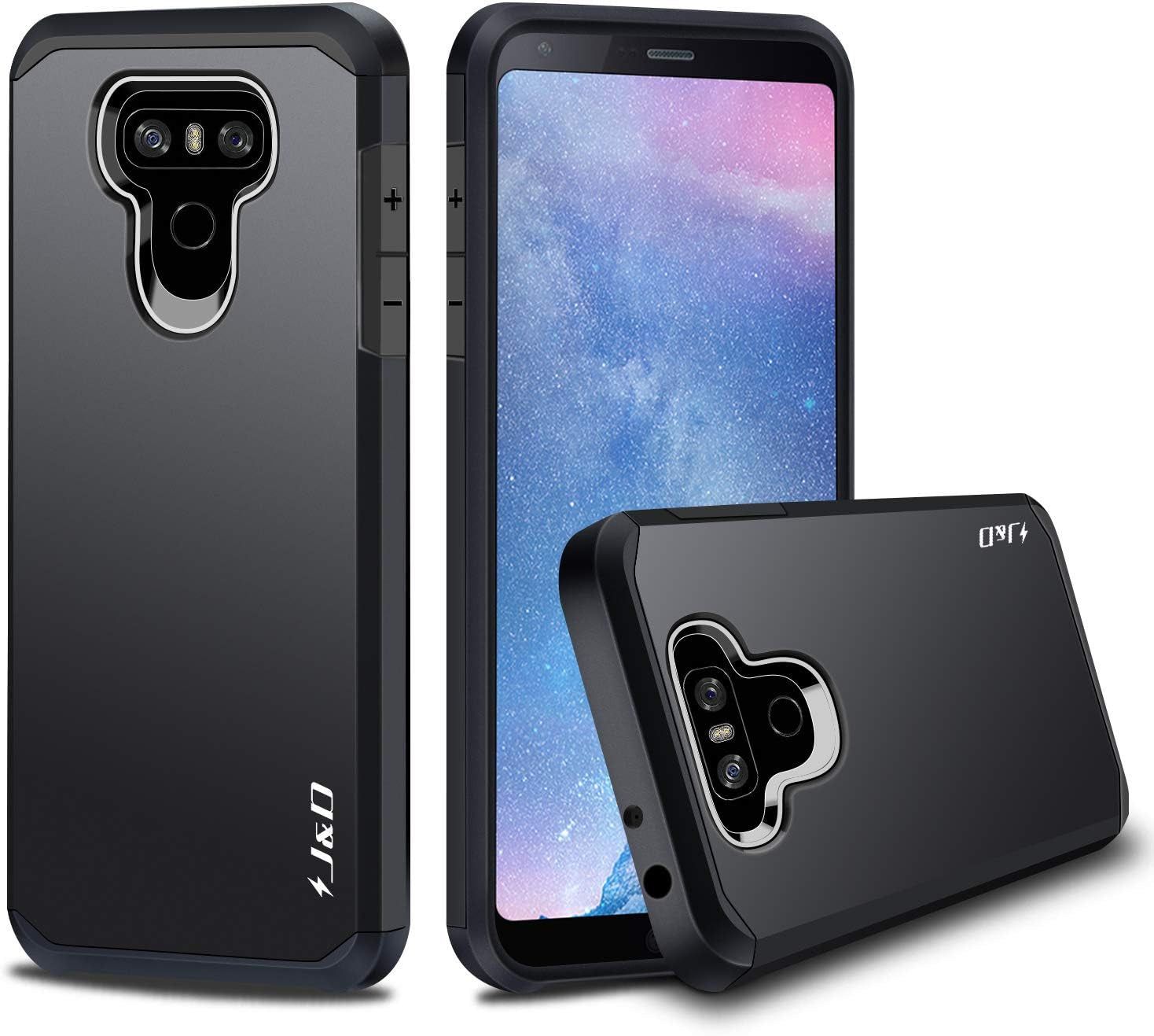 J&D Case Compatible for LG G6 / LG G6 plus Case, Heavy Duty Dual Layer Hybrid Shock Proof Protective Rugged Bumper Case for LG G6 Plus, LG G6 Case, Red  J&D Tech Black  