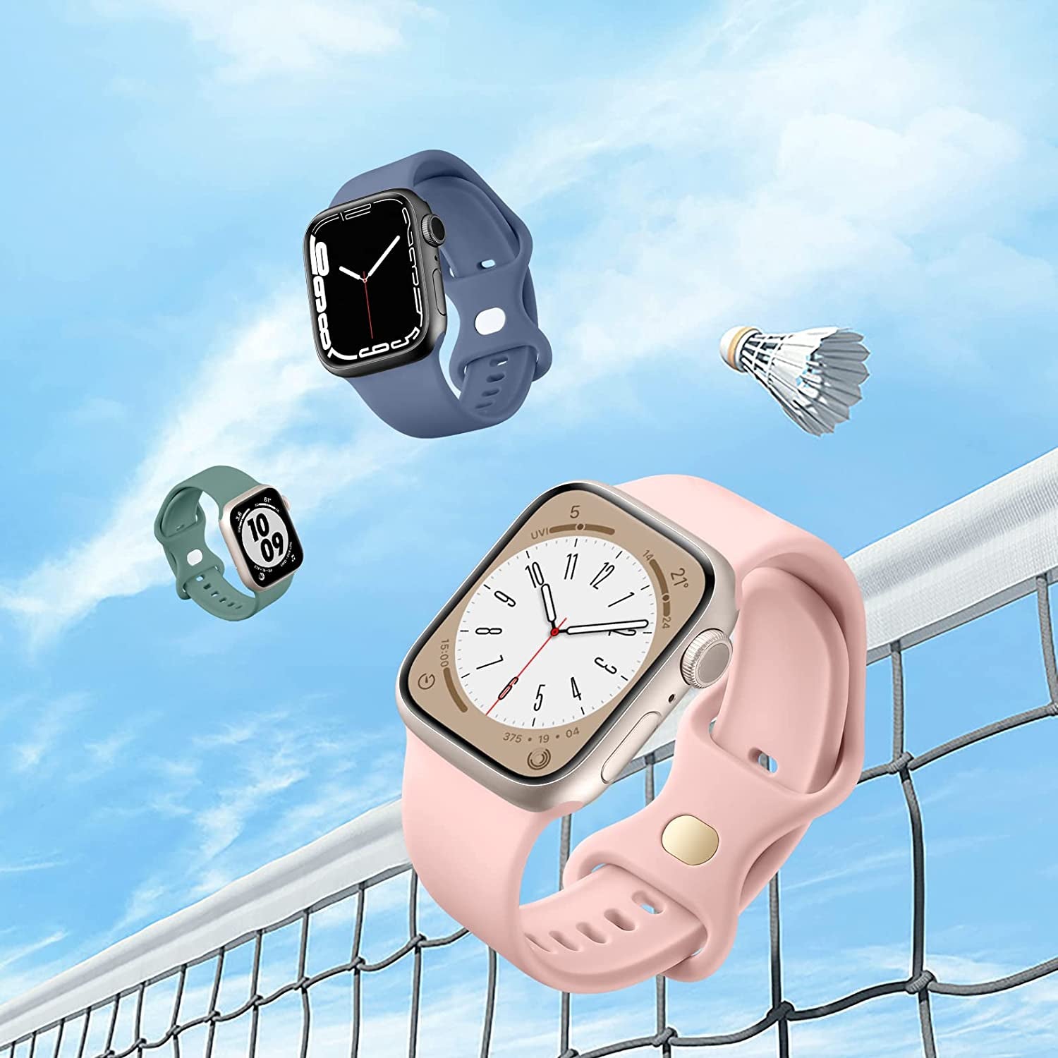 Maledan 6 Pack Bands Compatible for Apple Watch Band 45Mm 41Mm 40Mm 38Mm 44Mm 42Mm 49Mm Women Men, Breathable Silicone Sport Strap Design for Apple Watch Ultra Iwatch Series 8 7 6 5 4 3 2 1 SE Band  Maledan   