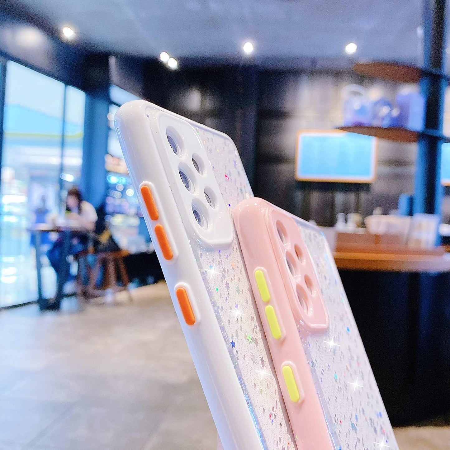 HJWKJUS Compatible with Samsung Galaxy S22 Case for Women Girls,Soft Slim Fit Full-Around Protective Cute Clear Sparkly Bling Star Phone Case Glitter Cover for Samsung Galaxy S22-White  JWKJ   