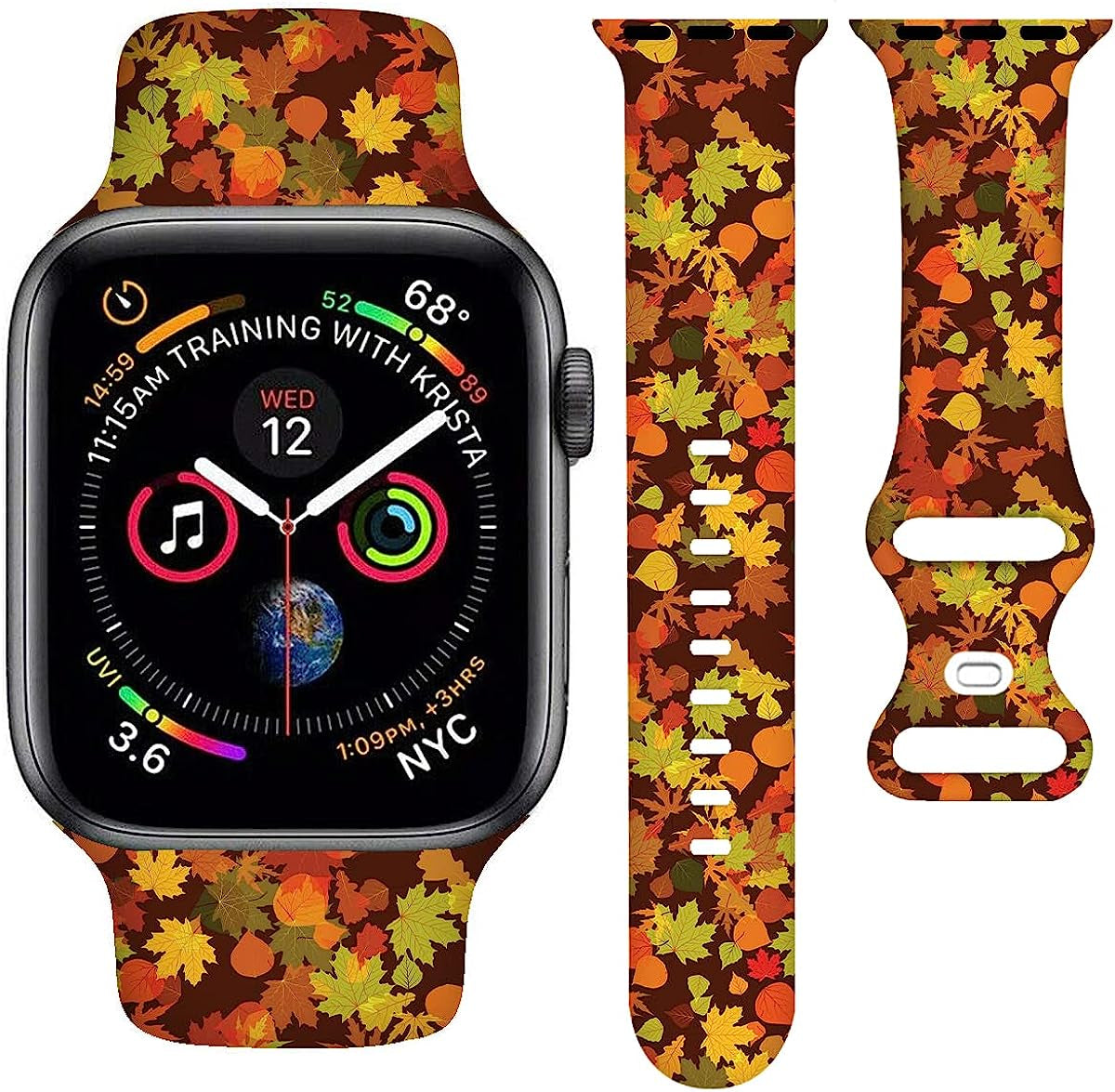 BACDOILQ Christmas Thanksgiving Watch Band Smartwatch Replacement Compatible with Watch 38Mm 40Mm 41Mm 42Mm 44Mm 45Mm Silicone Strap for Watch Series 7/6/5/4/3/2/1/SE  BACDOILQ Fall-06 42/44/45mm 