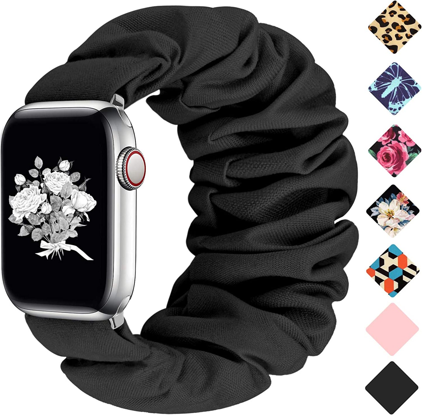 Greatfine Compatible for Apple Watch Band Scrunchie 38Mm 40Mm 41Mm 42Mm 44Mm 45Mm,Soft Elastic Scrunchie Watch Bands,With Iwatch Series 8 7 6 SE 5 4 3 2 1 Ultra,Replacement Wristband for Women(S/M)  HSELE   