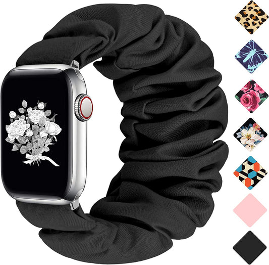 Greatfine Compatible for Apple Watch Band Scrunchie 38Mm 40Mm 41Mm 42Mm 44Mm 45Mm,Soft Elastic Scrunchie Watch Bands,With Iwatch Series 8 7 6 SE 5 4 3 2 1 Ultra,Replacement Wristband for Women(S/M)  HSELE   