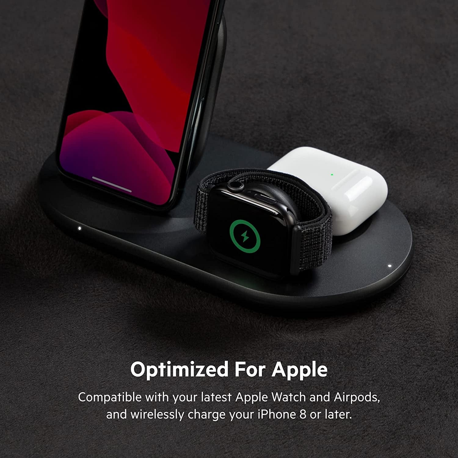 Belkin 3-In-1 Wireless Charger - Fast Wireless Charging Stand for Apple Iphone, Apple Watch & Airpods - Iphone Case Compatible Qi Charger - Wireless Charging Station for Multiple Devices - Black  Belkin   