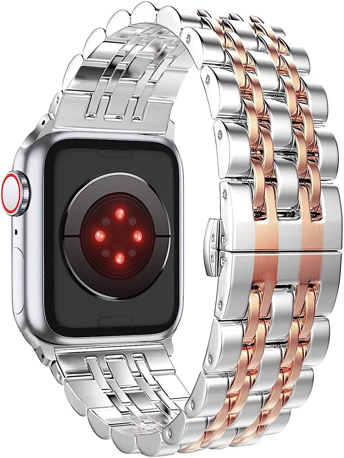 Amzaokay Band Compatible for Apple Watch Series Ultra SE Series 8 7 6 5 4 40Mm 41Mm 44Mm 45Mm 49Mm/ Series 3 2 1 38Mm 42Mm for Women Men,Stainless Steel Band for Iwatch Replacement Strap  AmzAokay Rose Gold 49mm/45mm/44mm/42mm 