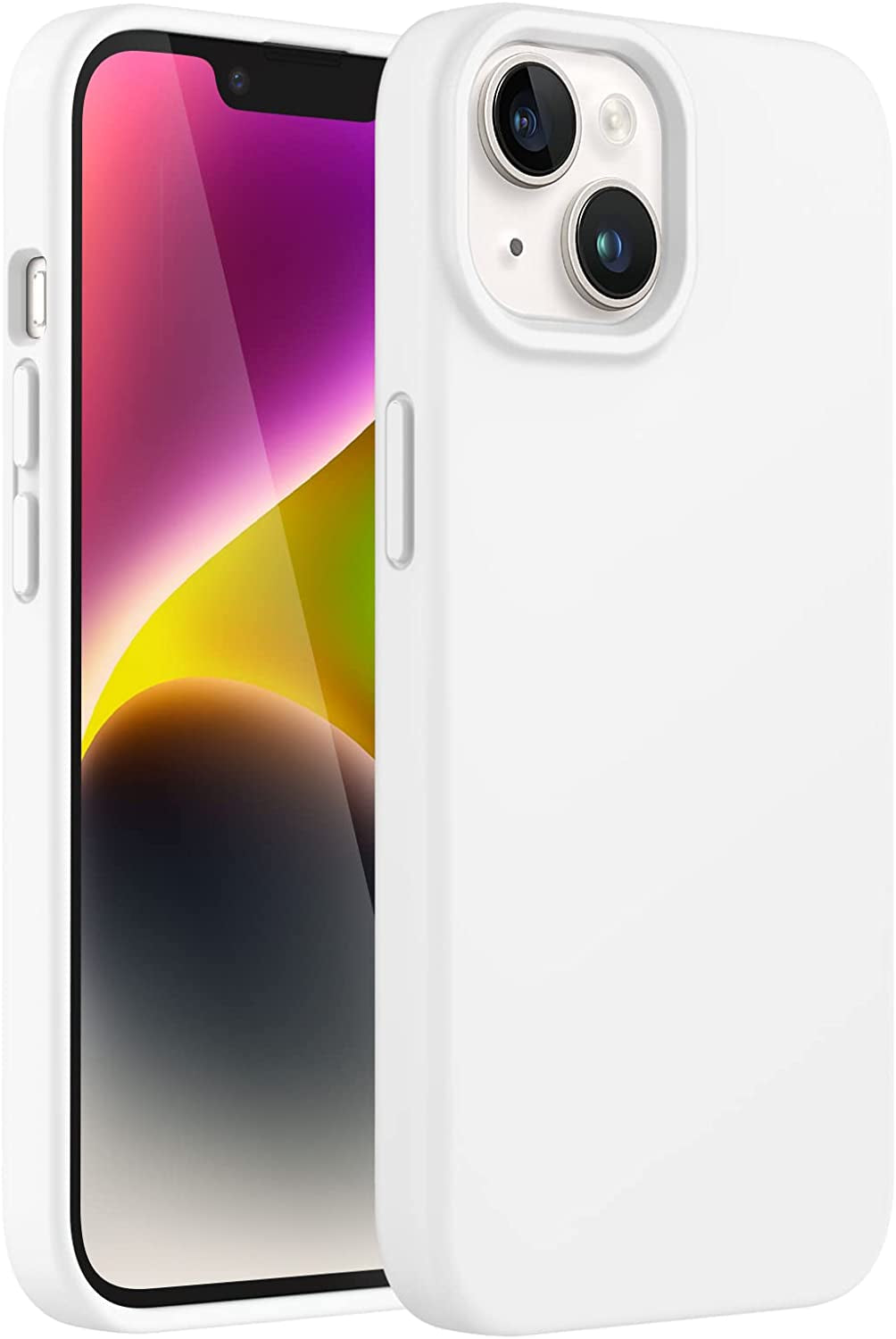 Jetech Silicone Case for Iphone 14 6.1-Inch, Silky-Soft Touch Full-Body Protective Phone Case, Shockproof Cover with Microfiber Lining (Navy)  JETech White  