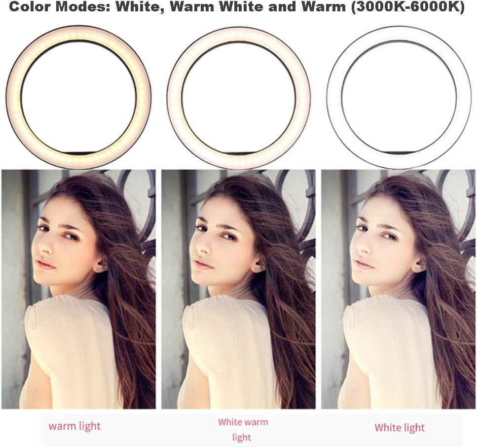 10" Selfie Ring Light with Tripod Stand & Phone Holder for Live Stream/Makeup,Dimmable Led Lighting Ringlight for Youtube Tiktok Photography Vlogging Video Compatible with Iphone Xs Max XR Android  SHARE SUNSHINE   