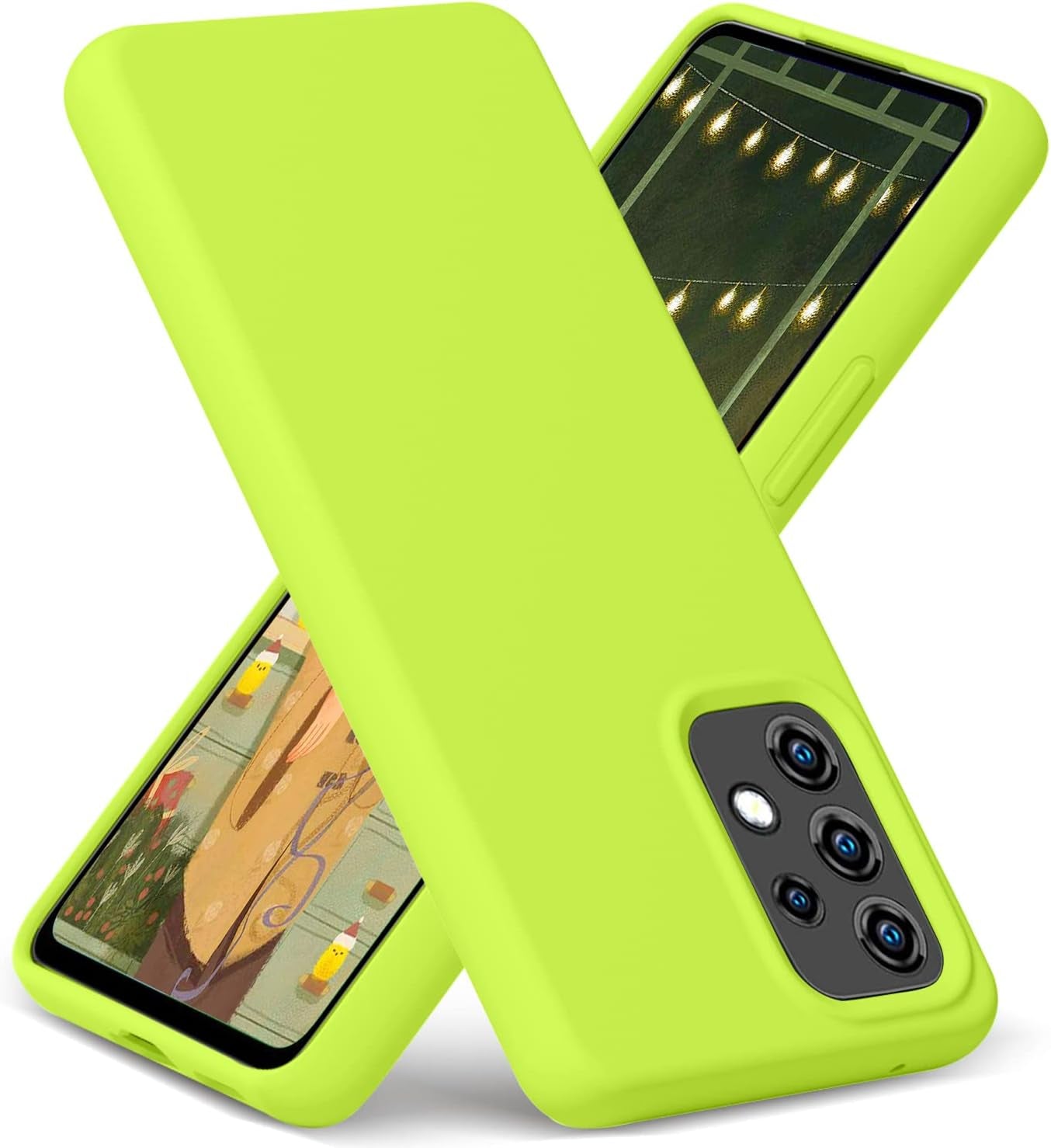 Gueen Compatible with Samsung Galaxy A53 5G Case, Premium Liquid Silicone, with [Camera Protection] [Soft Anti-Scratch Microfiber Lining] Full Body Shockproof Protective Phone Case - Hot Pink  Gueen Fluorescent Green  