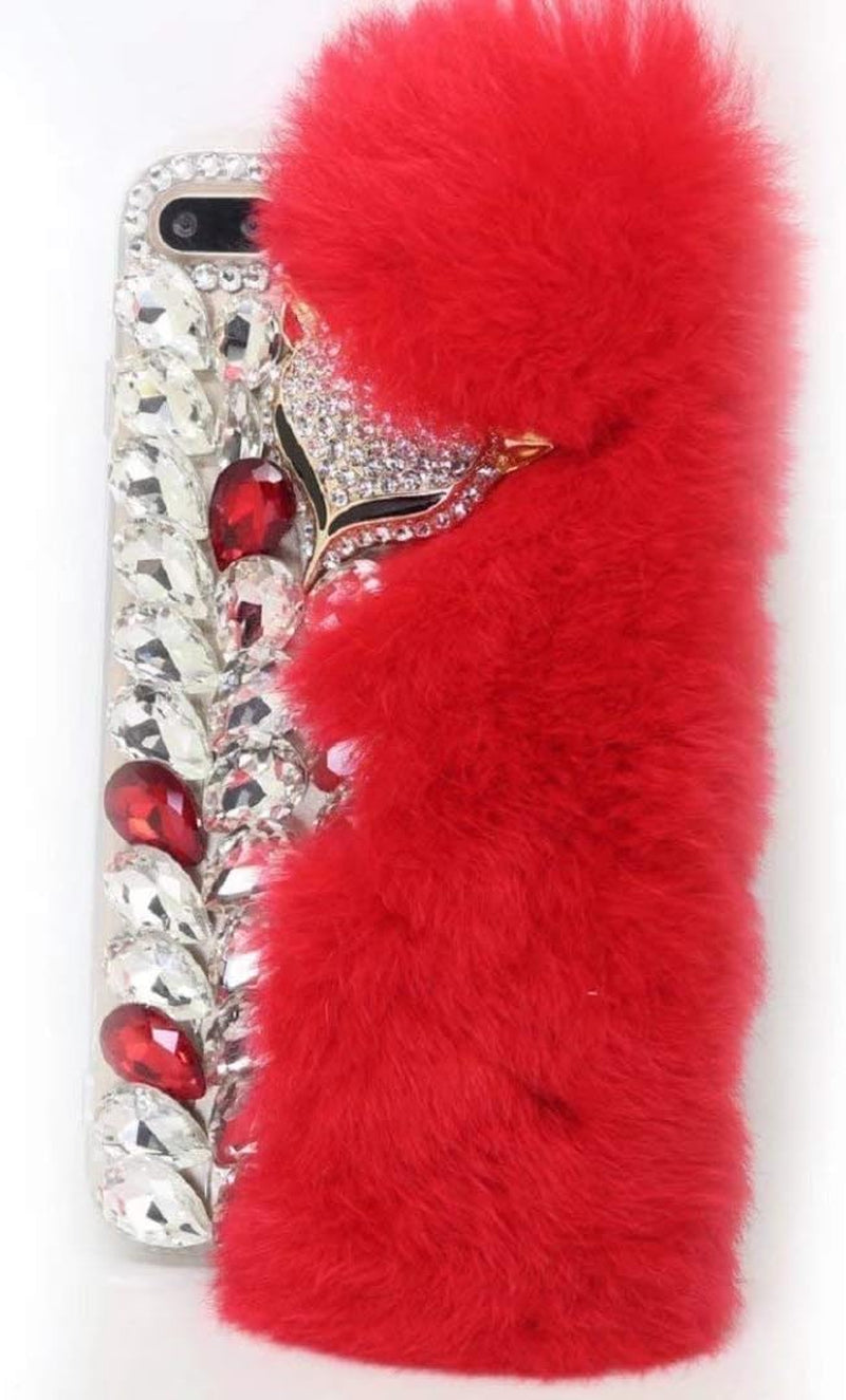 Case for LG G8 Thinq, 3D Handmade Luxury Fox Head Fluffy Rabbit Fur Sparkle Stunning Stones Crystal Rhinestone Bling Diamond Glitter Case for LG G8 Thinq (Q03)  RB-CASE Q09 Lg G8 Thinq 