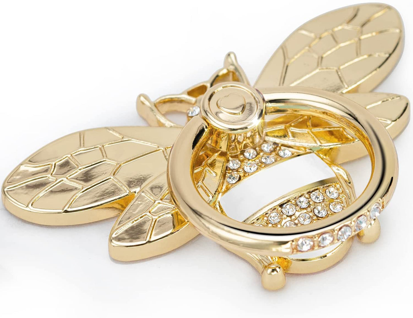 Phone Ring Holder with Crystal, Allengel Bee Phone Ring Grip Finger Kickstand, Gold Black  Allengel gold white clear  