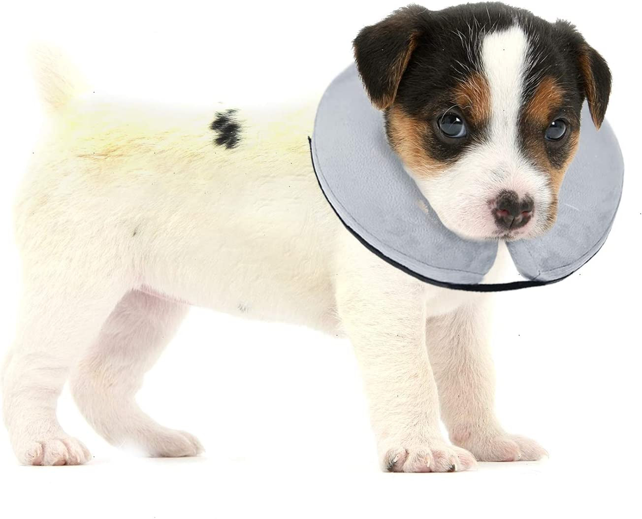 BENCMATE Protective Inflatable Collar for Dogs and Cats - Soft Pet Recovery Collar Does Not Block Vision E-Collar (Medium, Blue)  BENCMATE Grey [Neck:5"-8"] Small 