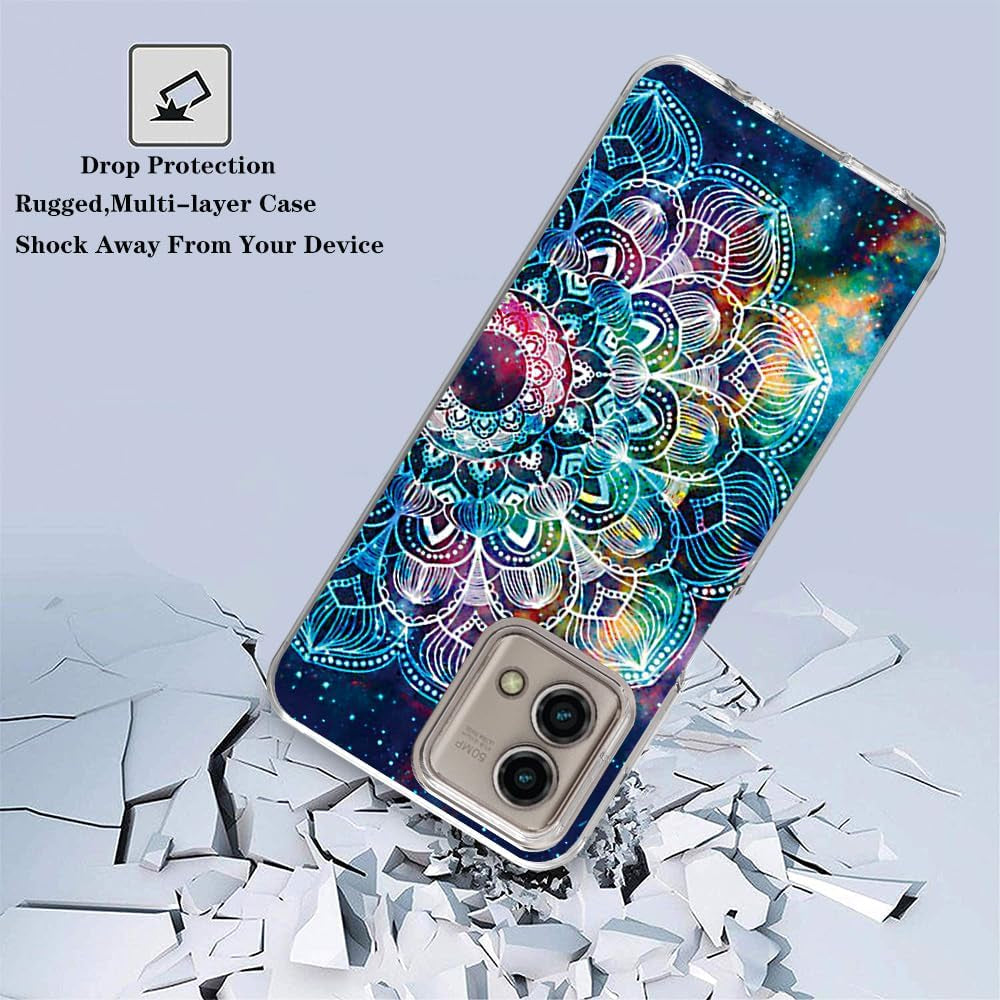 For Moto G Stylus 5G (2023) Case,Tempered Glass Screen Protector, Shockproof Drop Protective 2 in 1 Hybrid Hard PC Soft TPU Case for Motorola Moto G Stylus 5G (2023) (Mandala)  DDTKZC   