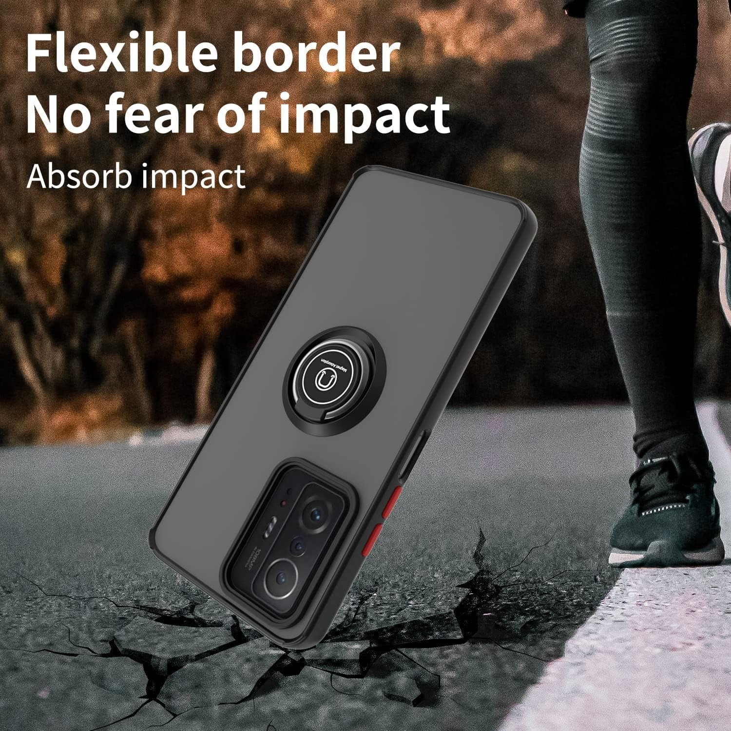 QUIETIP Case Compatible with Xiaomi Poco F5 5G with Screen Protector,Tpu + Hard PC Shockproof Magnetic Ring Car Mount Holder Bumper Cover,Blue  QUIETIP   