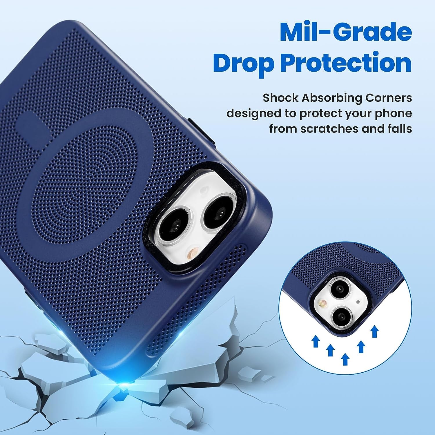 ZCDAYE for Iphone 13 Magnetic Case, 3D Hollow Mesh Heat Dissipation Phone Case Compatible with Magsafe, Breathable Cooling Hard PC Shockproof Cover for Iphone 13(6.1 Inch, Dark Blue)  ZCDAYE   