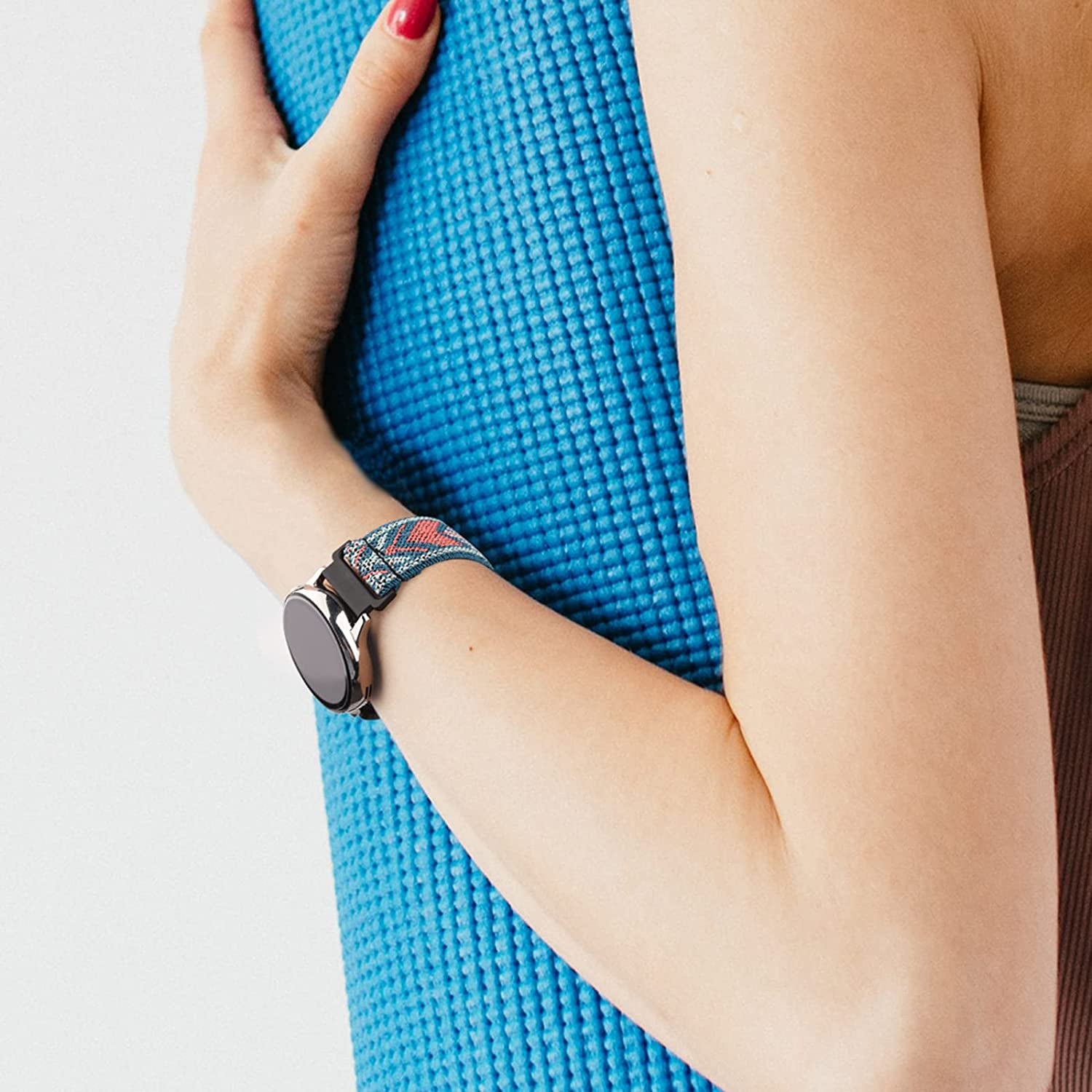 Wanme Bands for Garmin Venu / Vivoactive 3 Watch Band, 20Mm Adjustable Elastic Replacement Wristband Strap for Garmin Venu Sq, Vivoactive 3 Music, Forerunner 645 / 245 Music, Samsung Galaxy Watch 4 (Green Arrow)  Wanme   