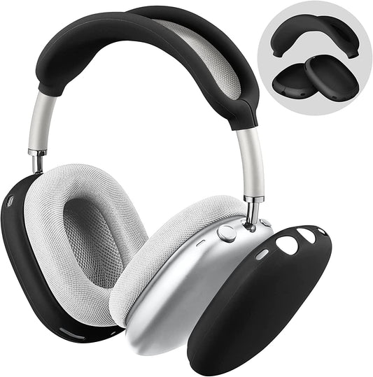 Fintie Silicone Case Cover for Airpods Max Headphones, Anti-Scratch Ear Cups Cover and Headband Cover for Airpods Max, Accessories Skin Protector for Airpods Max (Black)  FINTIE   