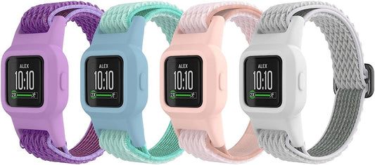 Eseekgo Elastic Bands Compatible with Garmin Vivofit Jr 3 Bands for Kids, Colorful Nylon Stretchy Loop Straps with Protective Case Adjustable Replacement Bands Accessories for Girls Boys  eseekgo   