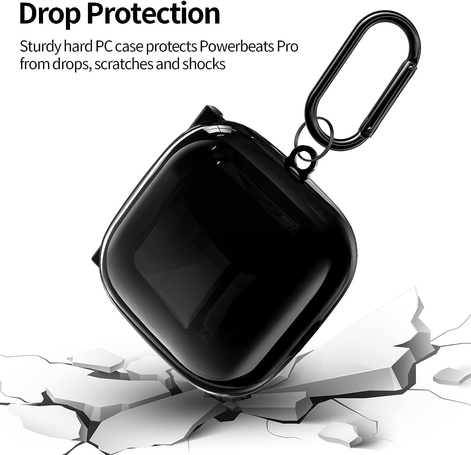 Powerbeats Pro Case Cover, Filoto Hard Case for Powerbeats Pro Wireless Earbuds Full Body Shockproof Protective Charging Case Skin with Keychain Accessories for Men Women (Black)  Kerle   