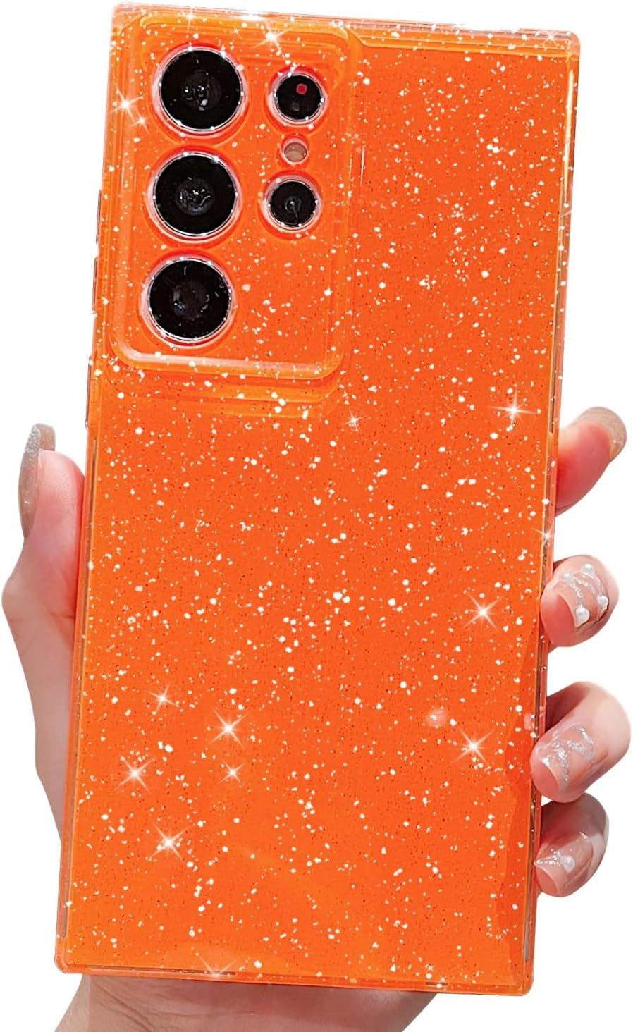 MINSCOSE Compatible with Samsung Galaxy S22 5G Case,Cute Neon Bright Color,Glitter Bling Thin Slim Shockproof Silicone Sparkly Cover for Women Girl for Galaxy S22 6.1 Inch-Mint Green  MINSCOSE Orange S22 Ultra 