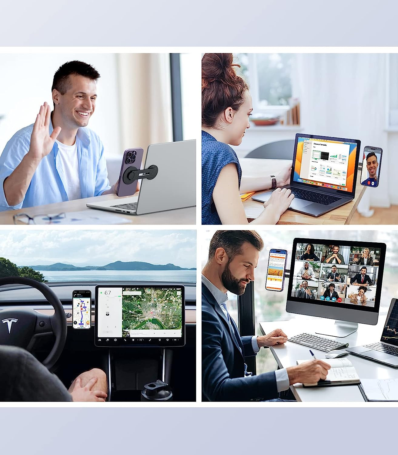 Moko Magnetic Laptop Phone Holder, 180° Adjustable Continuity Camera Mount for Ios 16/Macos 13 Ventura, Fits Iphone 14/13/12 Series, Slim Computer Expansion Bracket Stand for Smartphone, Black  MoKo   