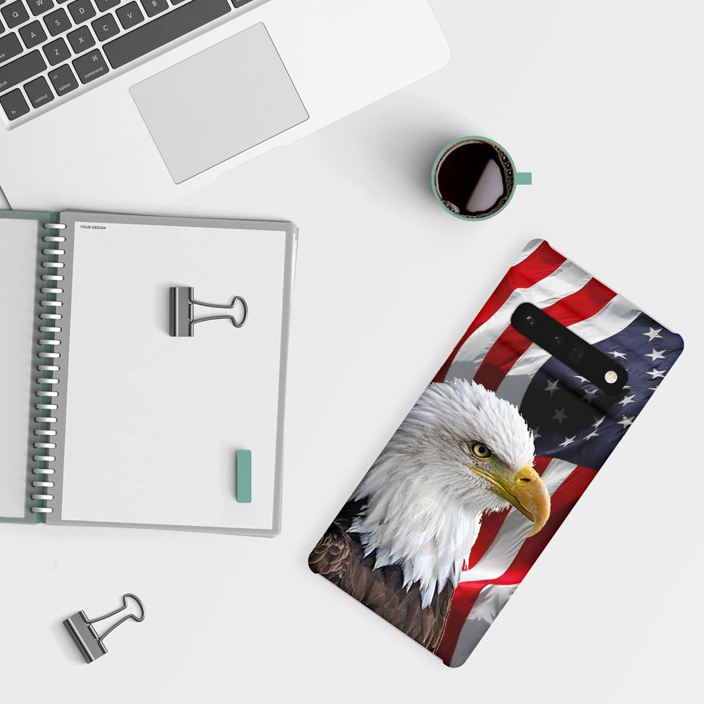 Glisten - Google Pixel 6 Pro Case, Pixel 6 Pro Case - Bald Eagle American Flag Printed Slim, Cute Plastic Hard Snap on Designer Back Phone Case for Google Pixel 6 Pro (2021)  Glisten   