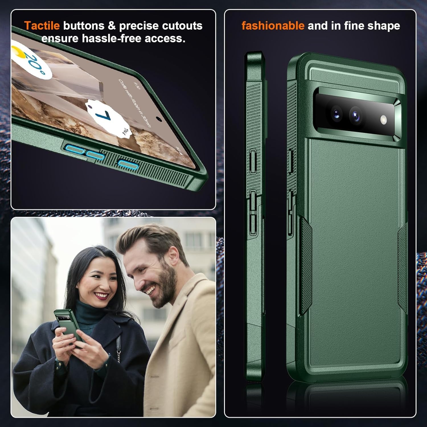 Justcool for Google Pixel 8 Case, with [2 Pcs Screen Protectors] [10FT Drop Protection] Dual Layer Full Body Heavy Duty Protective Case for Google Pixel 8 6.2 Inch,Dark Green  Justcool   