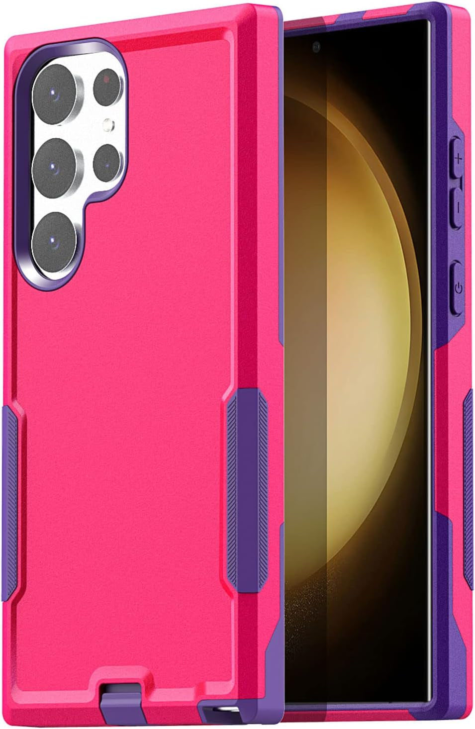 Aicase for Samsung Galaxy S23 Ultra Case,Heavy Duty Drop Protection Full Body Rugged Shockproof Military Protective Tough Durable Cover for Samsung Galaxy S23 Ultra 6.8"_Burgundy/Pink  AICase Pink/Purple  