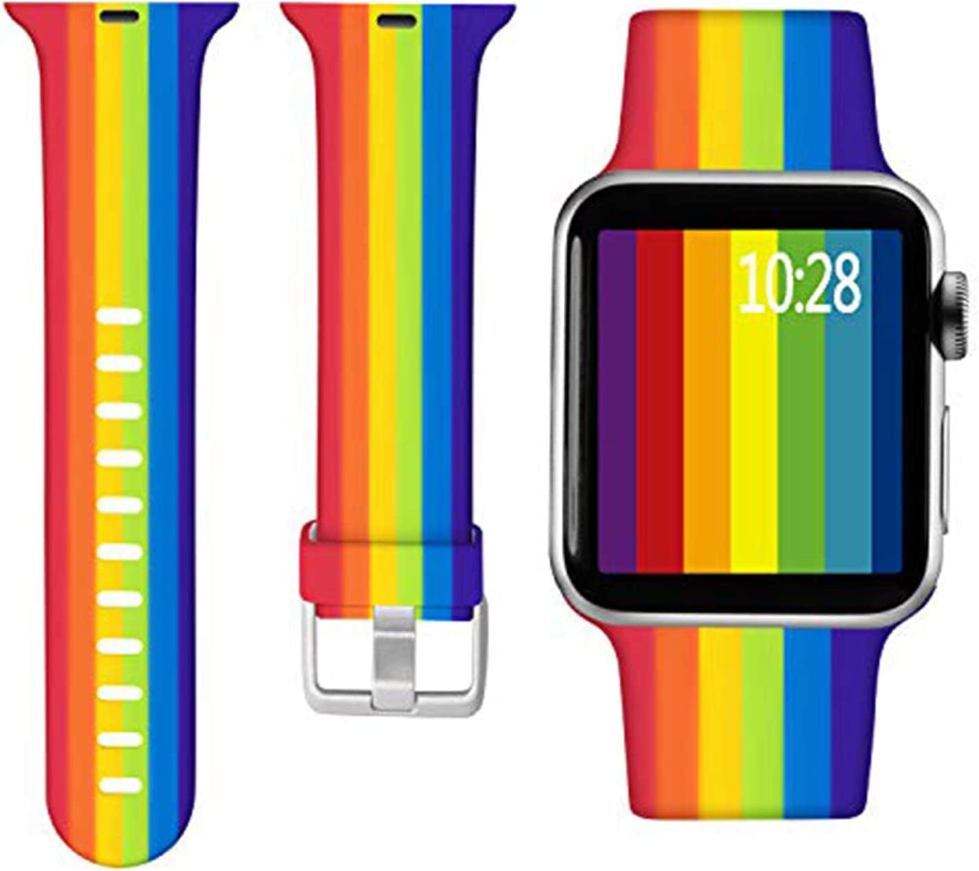 Laffav Compatible with Apple Watch Band 41Mm 40Mm 38Mm Iwatch SE & Ultra & Series 8/7/6/5/4/3/2/1 for Women Men, Sexy Leopard, S/M  Laffav Rainbow 42/44/45/49MM S/M 