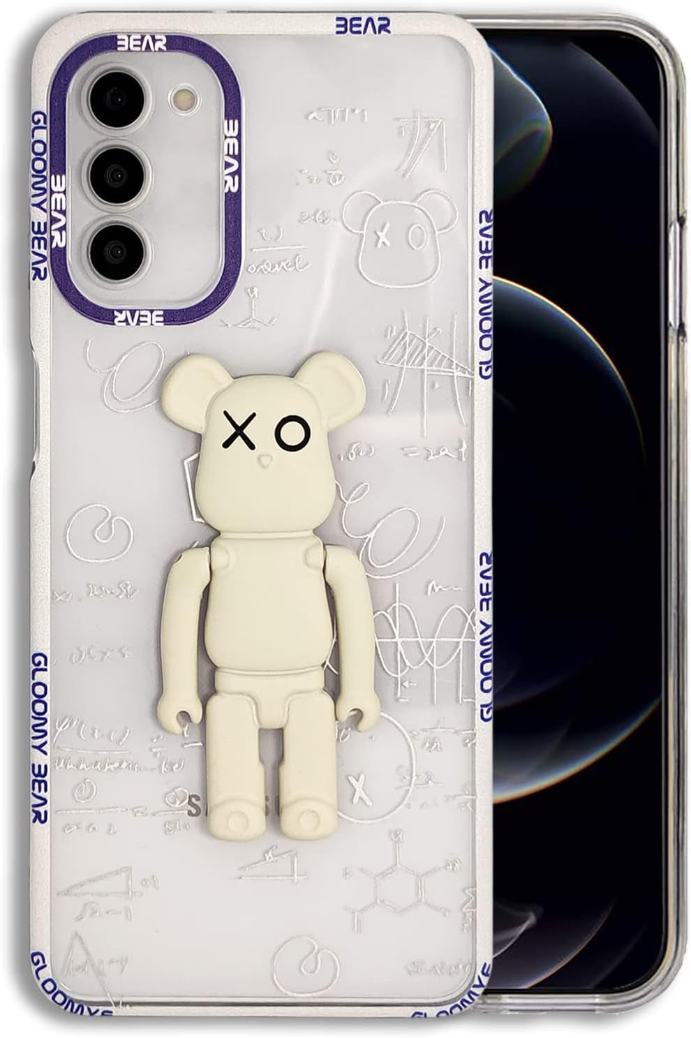 DOWINTIGER Samsung Galaxy A53 5G Case - Cool Designer 3D Bear with Kickstand Design for Boys Men, Street Fashion Soft Flexible Slim TPU Camera Lens Protective Clear Cover for Galaxy A53 - Black Bear  DOWINTIGER White Bear Kickstand Samsung Galaxy A03S/A02S 