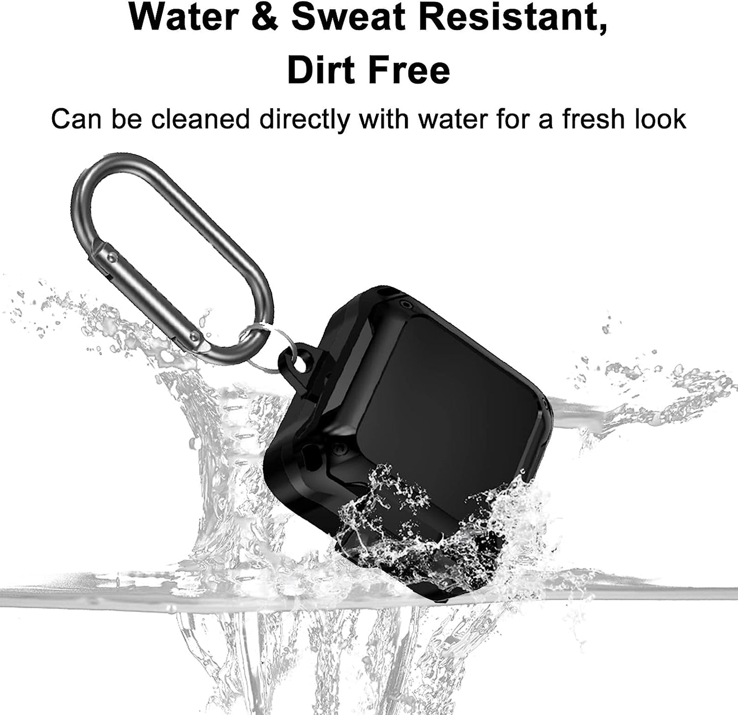 [Upgrade Secure Lock] Case for Samsung Galaxy Buds 2 Pro/Galaxy Buds 2/Galaxy Buds Pro/Galaxy Buds Live, Shock-Absorbing Protective Armor Cover TPU Hard Shell with Carabiner,Black  VAEKNVG   