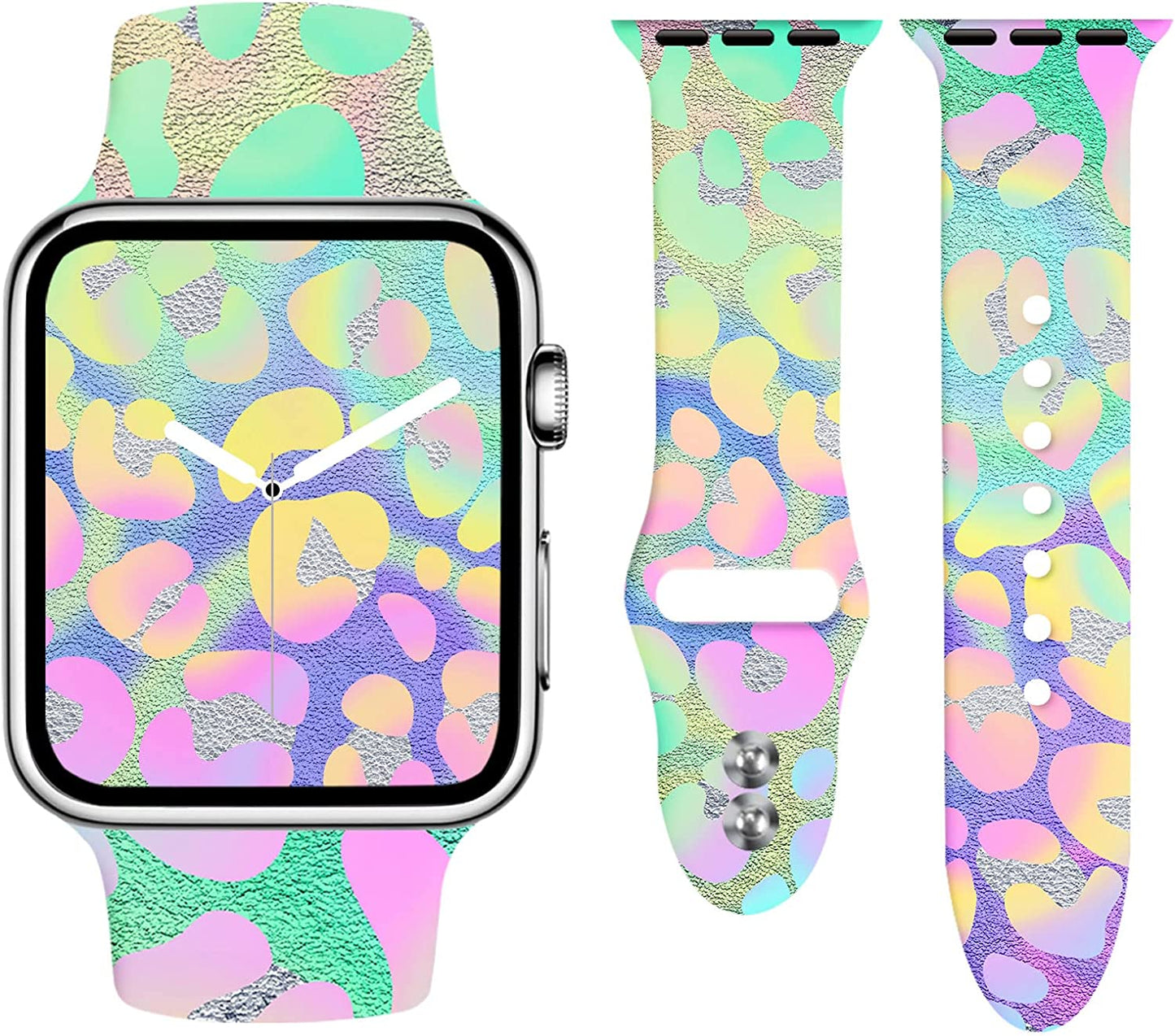 LHWINYI Compatible with Leopard Apple Watch Band for Women 38Mm 40Mm 41Mm 42Mm 44Mm 45Mm 49Mm, Cheetah Print Iwatch Bands for Series Ultra SE 8 7 6 5 4 3 2 1  LHWINYI Gradient Purple Leopard 42/44/45/49mm(M/L) 