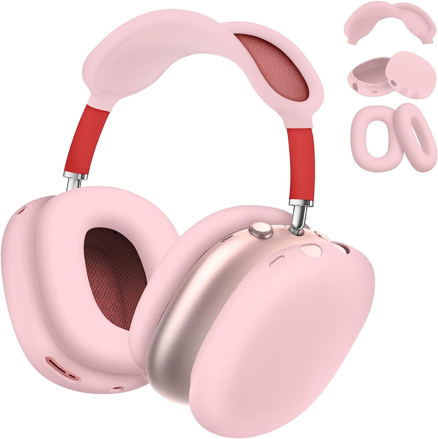 Vsagier Silicone Case for Airpods Max Headphones, Scratch-Resistant Earcup Caps and Headband Cover for Airpods Max, Airpods Max Accessory Skin Case,(Light Pink)  Vsagier B-Pink plus  