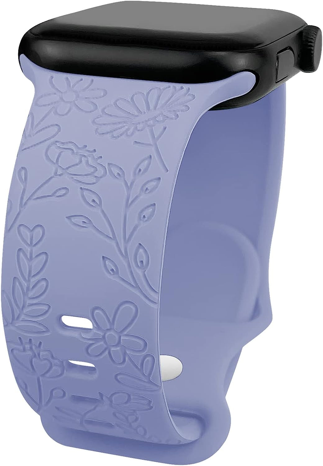 Lyfatz Flower Engraved Bands Compatible with Apple Watch Band 38Mm 40Mm 41Mm 42Mm 44Mm 45Mm 49Mm Women,Floral Laser Soft Silicone Waterproof Sport Band Replacement Wristbands for Iwatch Series 8 7 6 5 4 3 2 1 SE Ultra  Lyfatz Light Gray Purple 38/40/41mmM/L 
