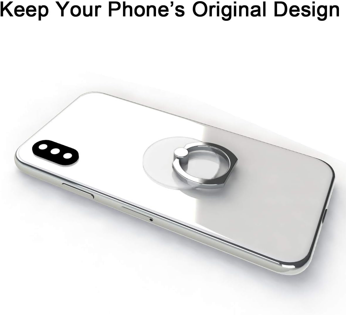 Attom Tech Transparent Phone Ring Holder Grip 360 Degree Free Rotation, Clear Cell Phone Finger Ring Kick-Stand Compatible with Iphone X 8 7 plus 6S 6 5S 5 SE, Galaxy S9 S8 S7 S6 Edge (Silver)  Attom Tech LLC   