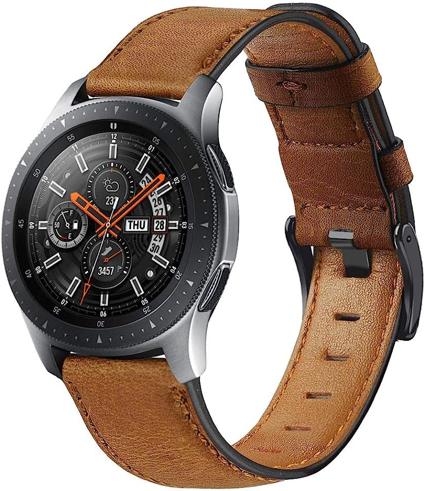 Compatible with Samsung Galaxy Watch 46Mm, 22Mm Genuine Leather Band for Samsung Gear S3 Frontier/Huawei Watch GT 2 46Mm, Leather Strap Replacement for Men Women  EIHAIHIS brown  
