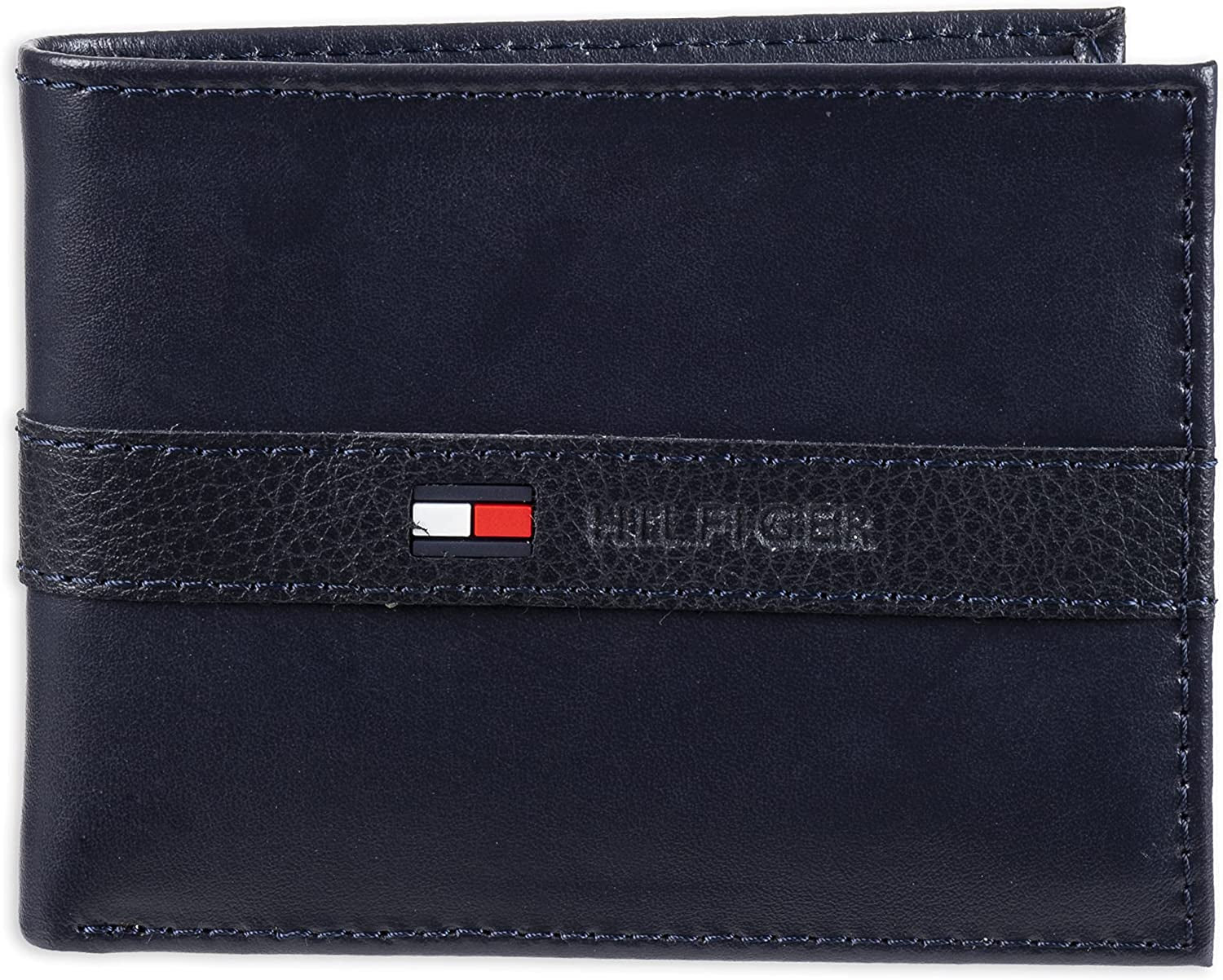 Tommy Hilfiger Men'S Genuine Leather Passcase Wallet with Multiple Card Slots  Tommy Hilfiger Men's Accessories Navy Ned One Size 