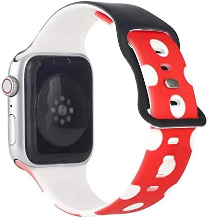 Onederhome Band Compatible with Apple Watch Bands 38 40 41Mm, Cartoon Silicone Printed Fadeless Cute Band for Girl Boy Iwatch Series 7 6 5 4 3 2 Se (KN, 38/40/41Mm)  OnederHome Red 42/44/45 mm 