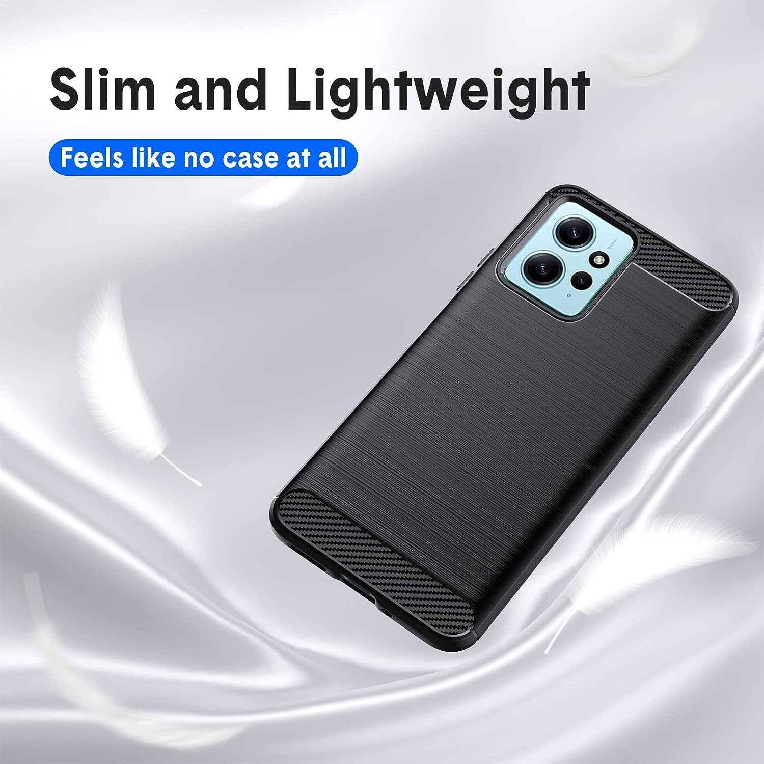 Natbok Compatible with Redmi Note 12 4G Case, Flexible TPU [Brushed Texture] Anti-Slip Shockproof Military Protection Bumper Phone Case,Slim Case Cover Compatible with Redmi Note 12 4G,Black  Natbok   