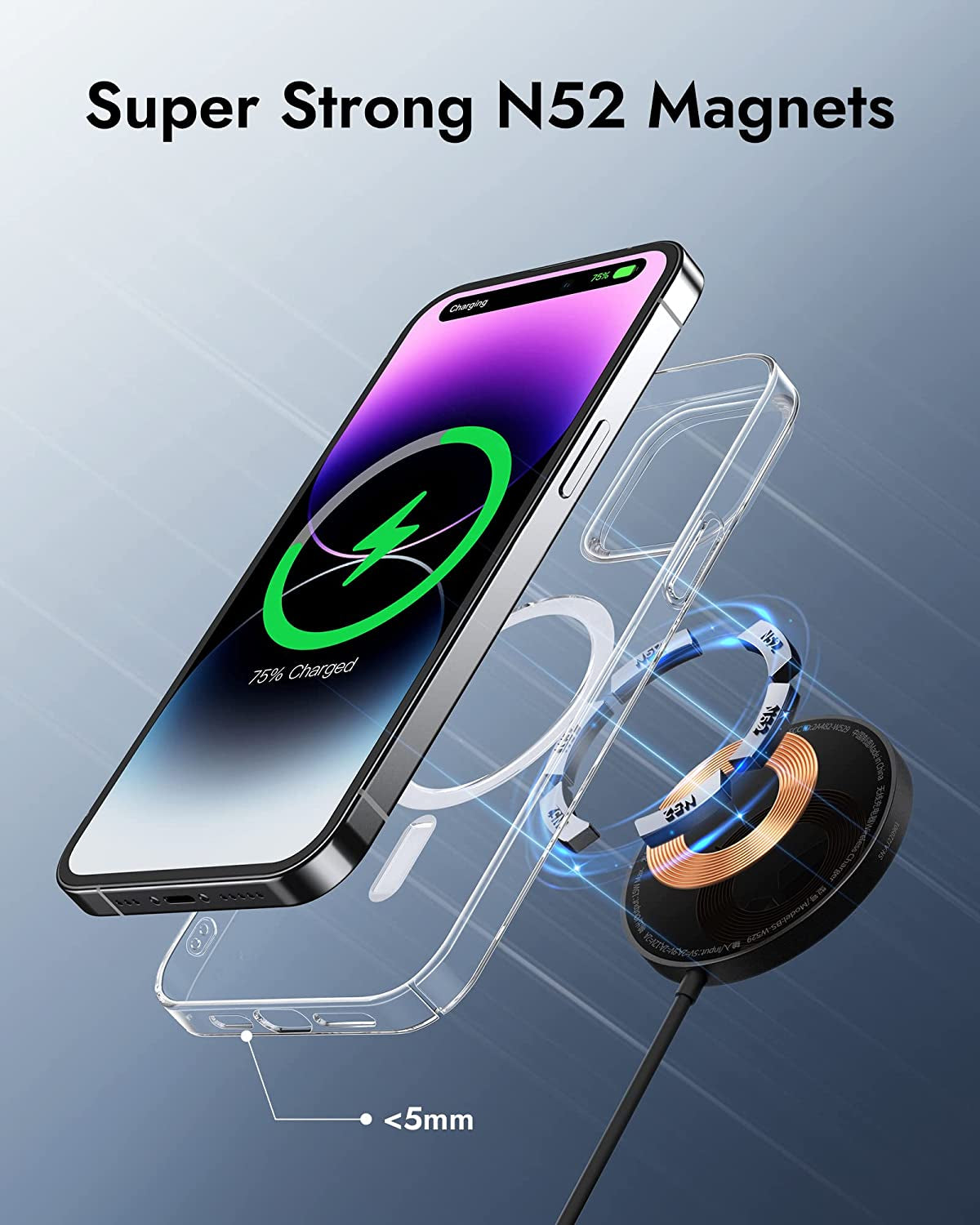 Baseus Wireless Charger for Magsafe, 15W Mini Lightweight Magnetic Wireless Charger with N52 Strong Magnets & Aerogel, Upgraded Temperature Control Compatible with Iphone 12/13/14 Series  Baseus   