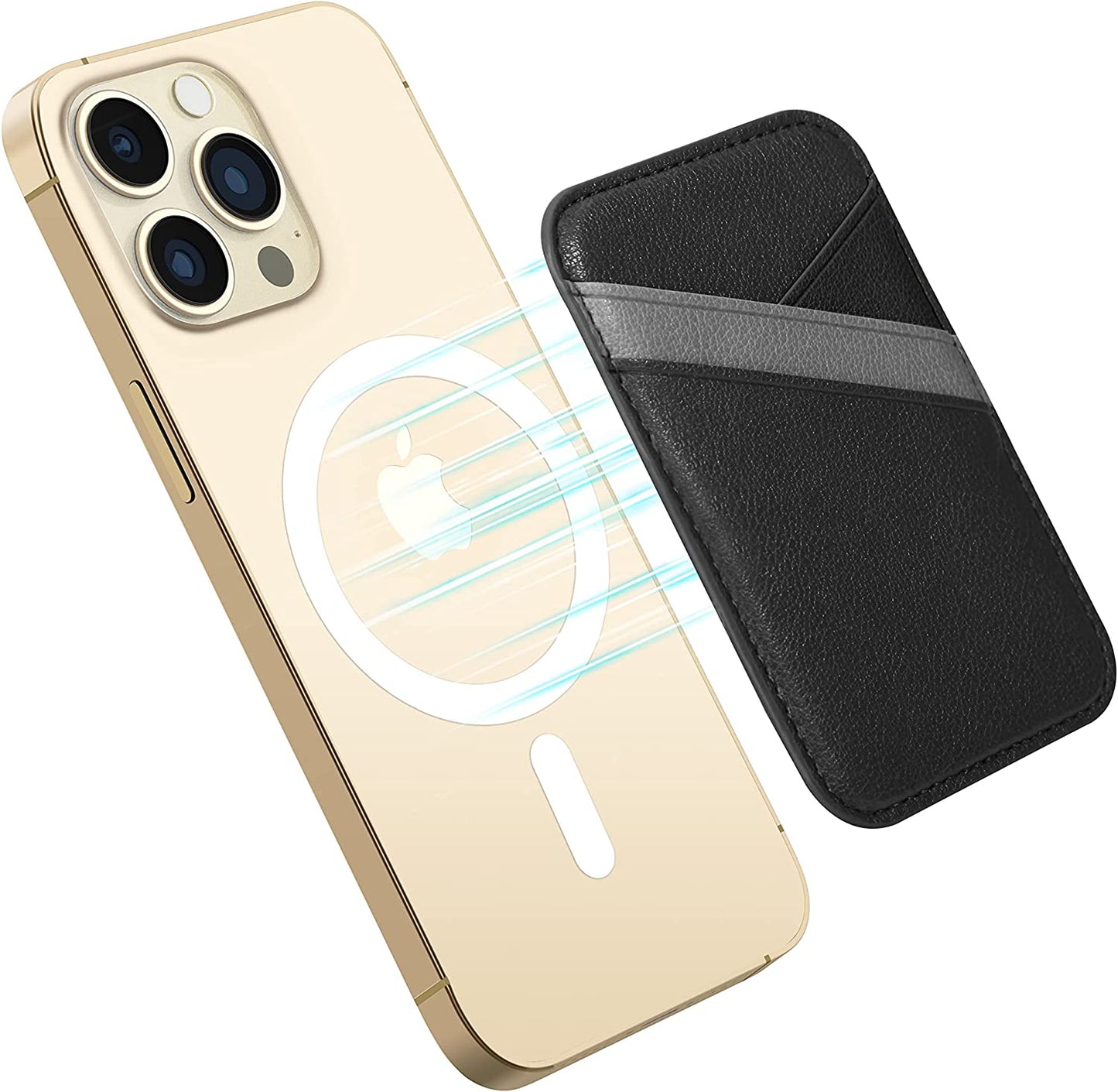 Magnetic Wallet Card Holder with Magsafe for Iphone 14/13/12 Series, Apple Mag Safe Wallet, up to 3 Cards and 3 Bills, Card Holder Magnetic Wallet for Back of Iphone 14, Iphone 13 and Iphone 12 Series  Miroddi Black+Gray  