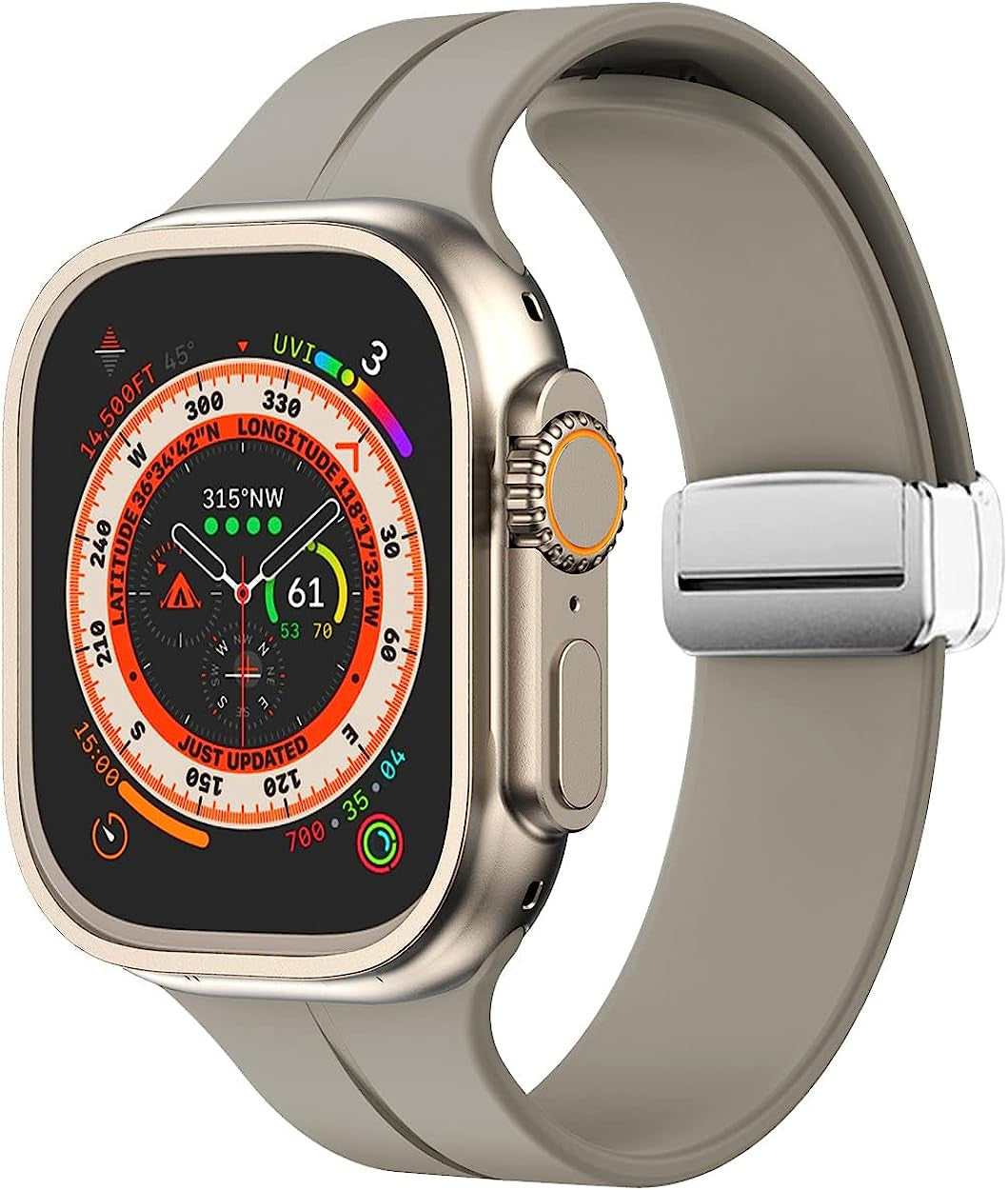 Meyzeli Compatible with Apple Watch Band 38Mm 40Mm 41Mm 42Mm 44Mm 45Mm 49Mm for Women Men, Soft Silicone Magnetic Buckle Sport Watch Band for Apple Watch SE Iwatch Series 8 7 6 5 4 3 2 1 Ultra  Meyzeli Silver Buckle- Coffee Grey 38mm/40mm/41mm 