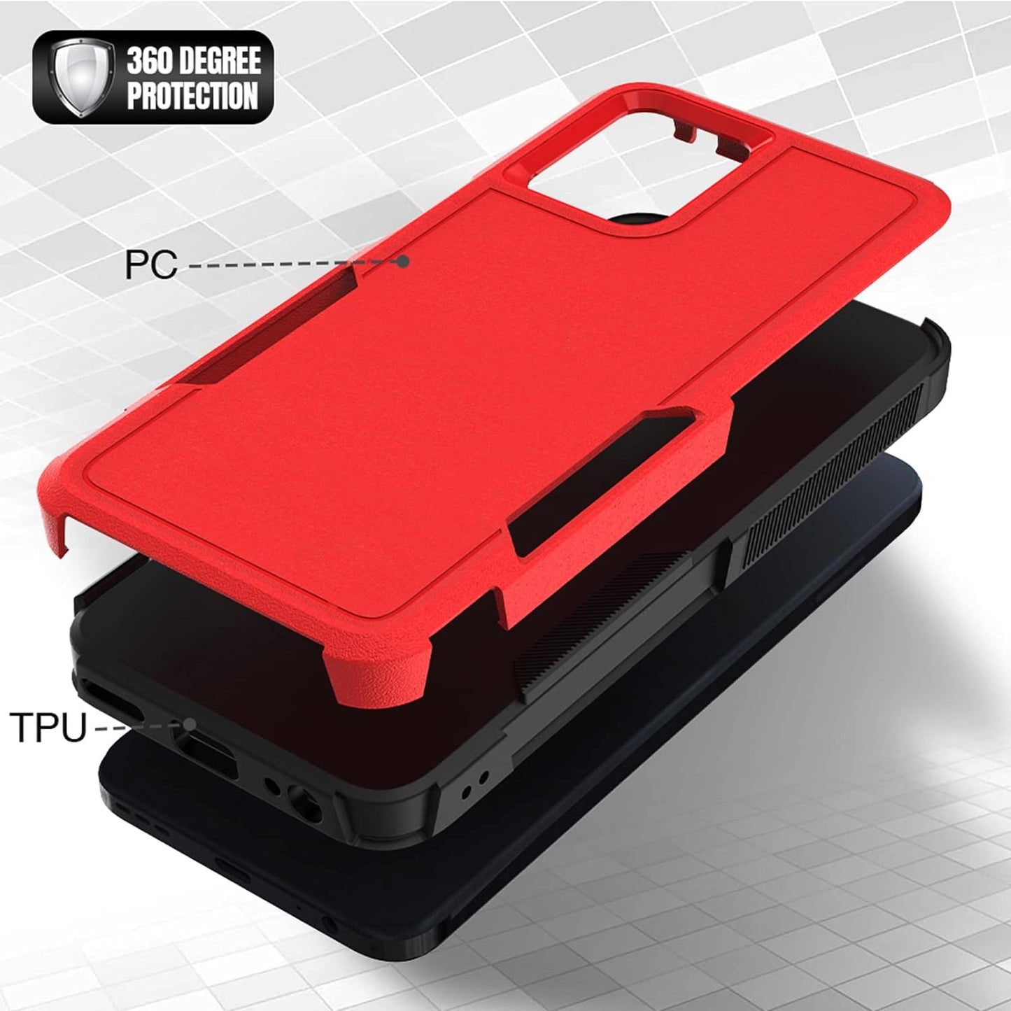 For Moto G 5G 2023 / Moto G Power 5G 2023 Case: Dual Layer Protective Heavy Duty Cell Phone Cover Shockproof Rugged with Screen Protector - Military Protection - Motorola Moto G 5G 2023, Red  Jinxian Co., Ltd.   
