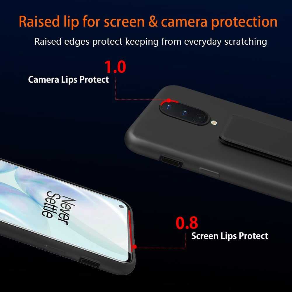 Case for Oneplus 8 2020 Phone Case, Stand Case with Tempered Glass Screen Protector Hidden Folding Kickstand Shockproof Protective Cover Silicone TPU Phone Case for Oneplus 8 - Black  Sitikai   