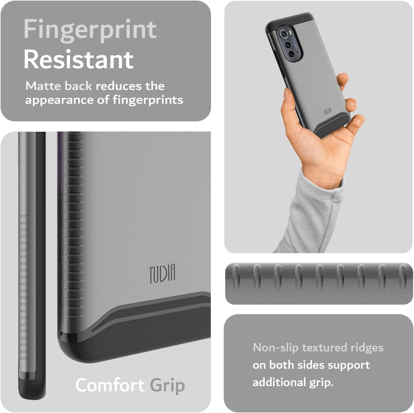 TUDIA Dualshield Designed for Motorola Edge 2022 Case, [Merge] Shockproof Military Grade Slim Dual Layer Heavy Duty Protection for Moto Edge 2022 Case - Metallic Slate  TUDIA   
