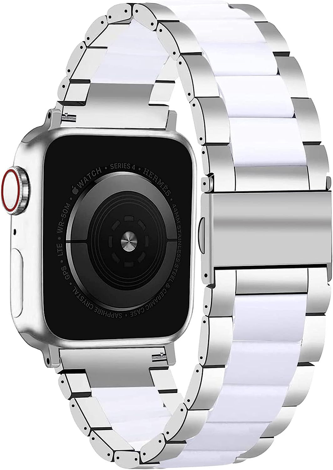 NYENEIL Compatible with Apple Watch Band 38Mm 40Mm 41Mm 42Mm 44Mm 45Mm Ultra 49Mm for Iwatch SE Lightweight Resin Wristband Bracelet Strap Series 8 7 6 5 4 3 2 1 Mens Womens  NYENEIL silver+white 38MM/40MM/41MM 