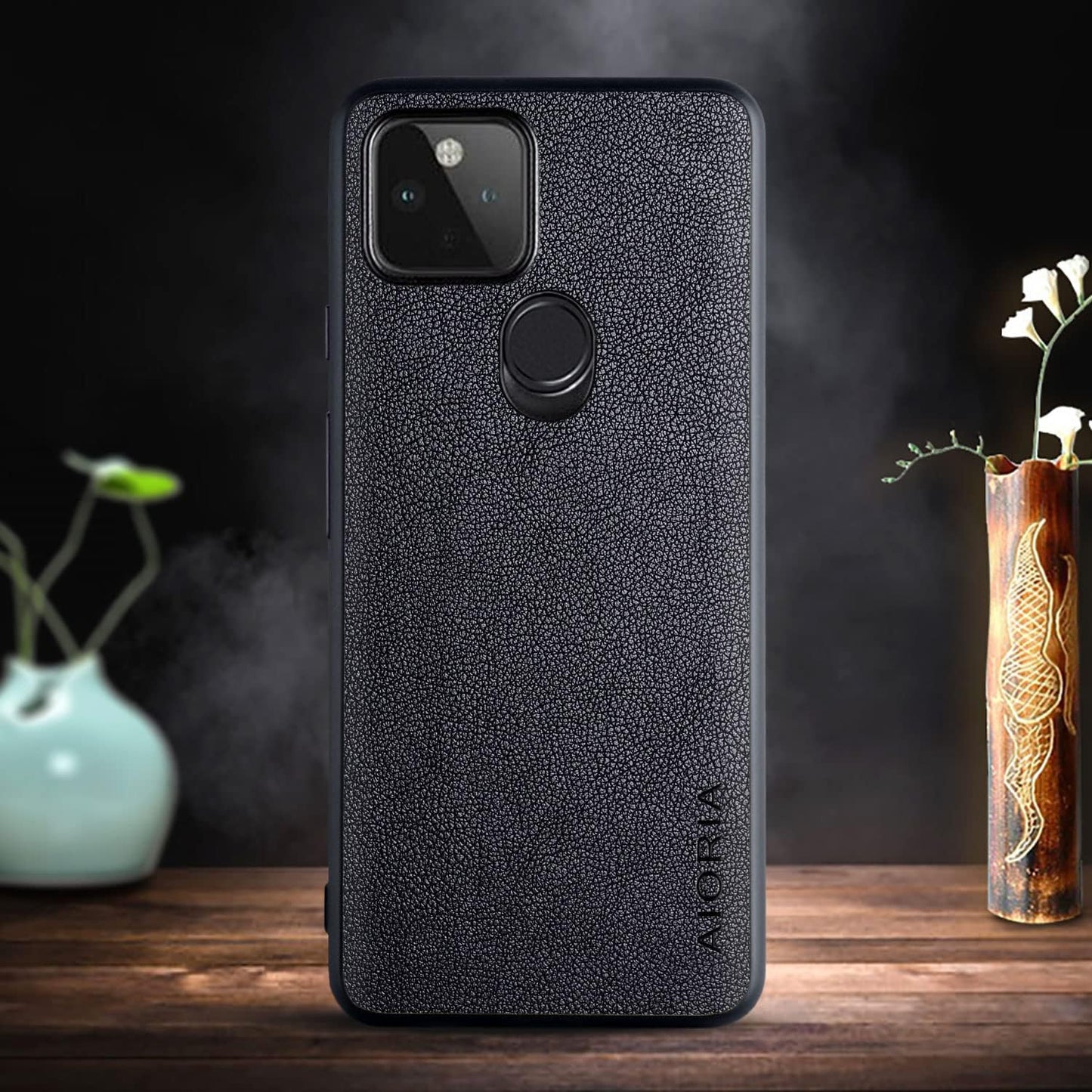 For Google Pixel 4A 5G Case, 6.2 Inch Premium PU Leather Phone Cover Retro Design Full Protective Case for Google Pixel 4A 5G (Black)  AIORIA   