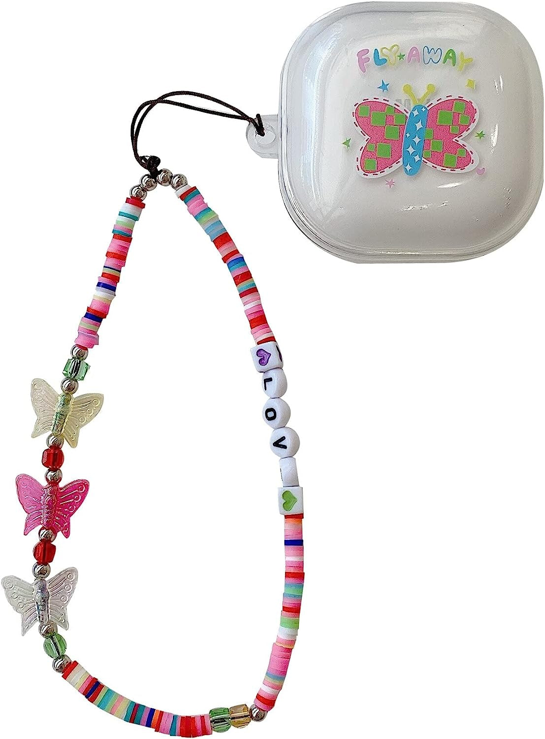 CASEVERSE Case for Samsung Galaxy Buds2 Pro/Galaxy Buds 2/Galaxy Buds Pro/Galaxy Buds Live, Cute Transparent Soft TPU Cover with Keychain for Girls Women  CASEVERSE Butterfly 2  