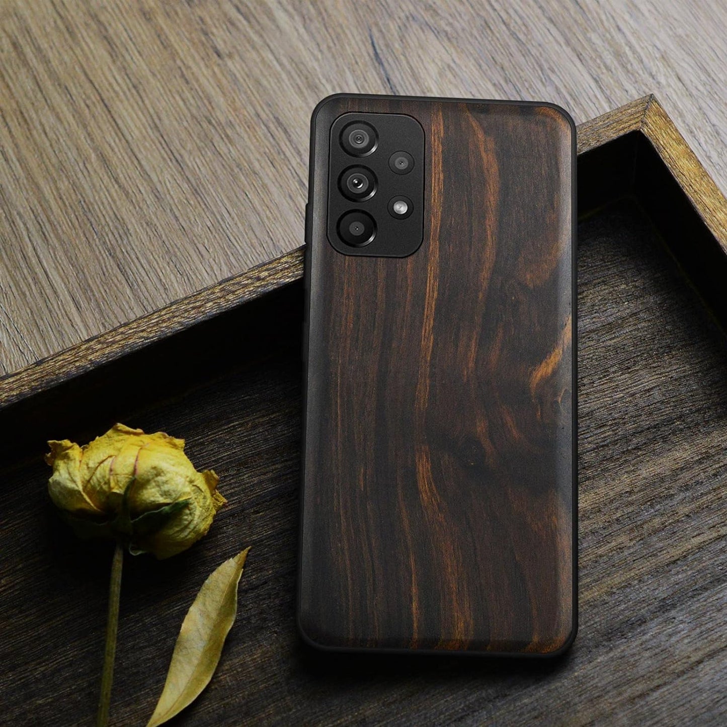 Carveit Wood Case for Samsung Galaxy A53 5G Case [Natural Wood & Black Soft TPU] Shockproof Protective Cover Unique & Classy Wooden Case Compatible with Galaxy A53 5G Case (Natural Wood-Blackwood)  Carveit   