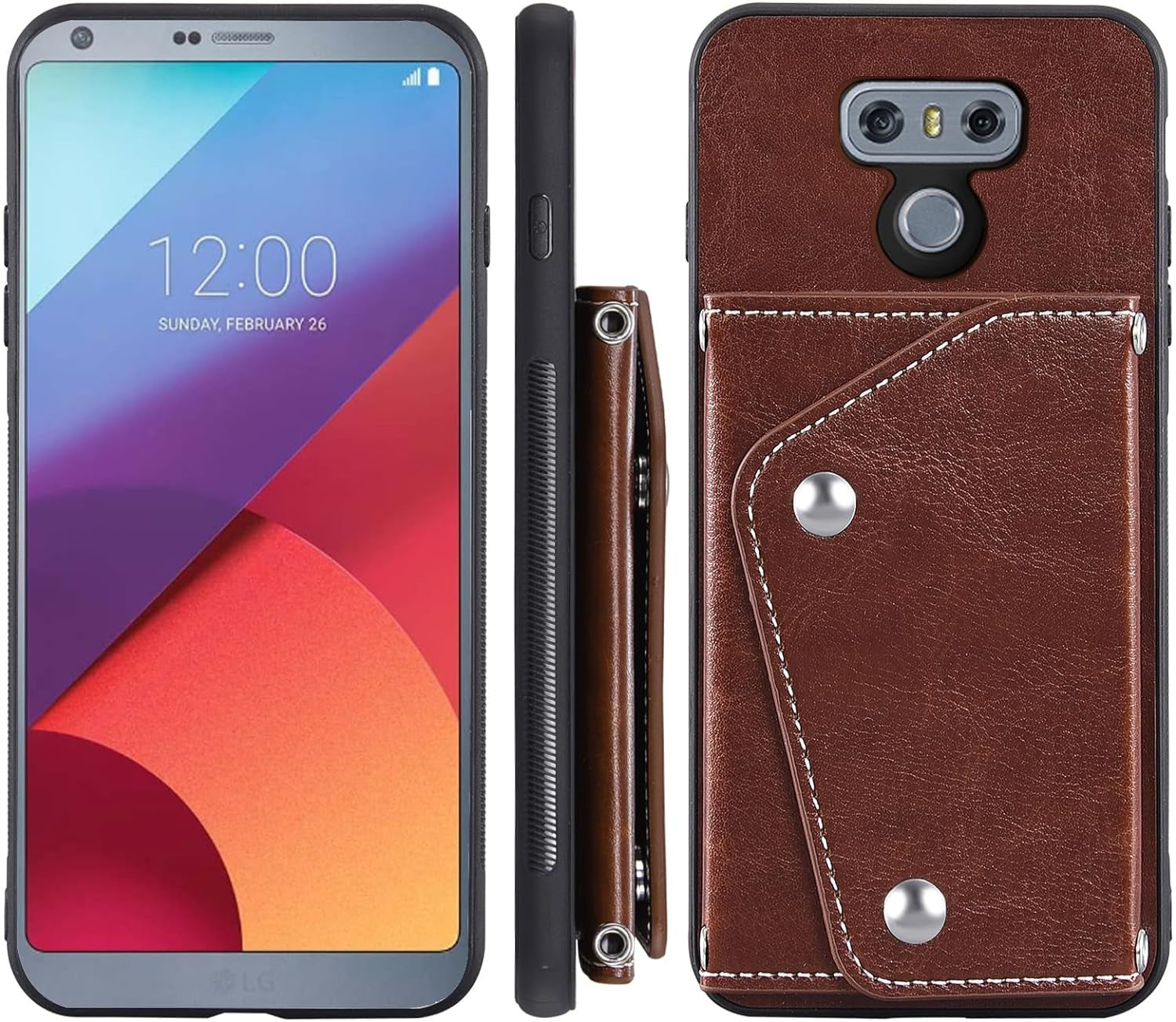 Asuwish Phone Case for LG G6 Wallet Cover with Screen Protector and Credit Card Holder Crossbody Strap Stand Leather Cell Accessories LGG6 Thinq LG6 Thin Q G 6 plus G6+ 6G VS988 H872 Women Girl Brown  Asuwish   